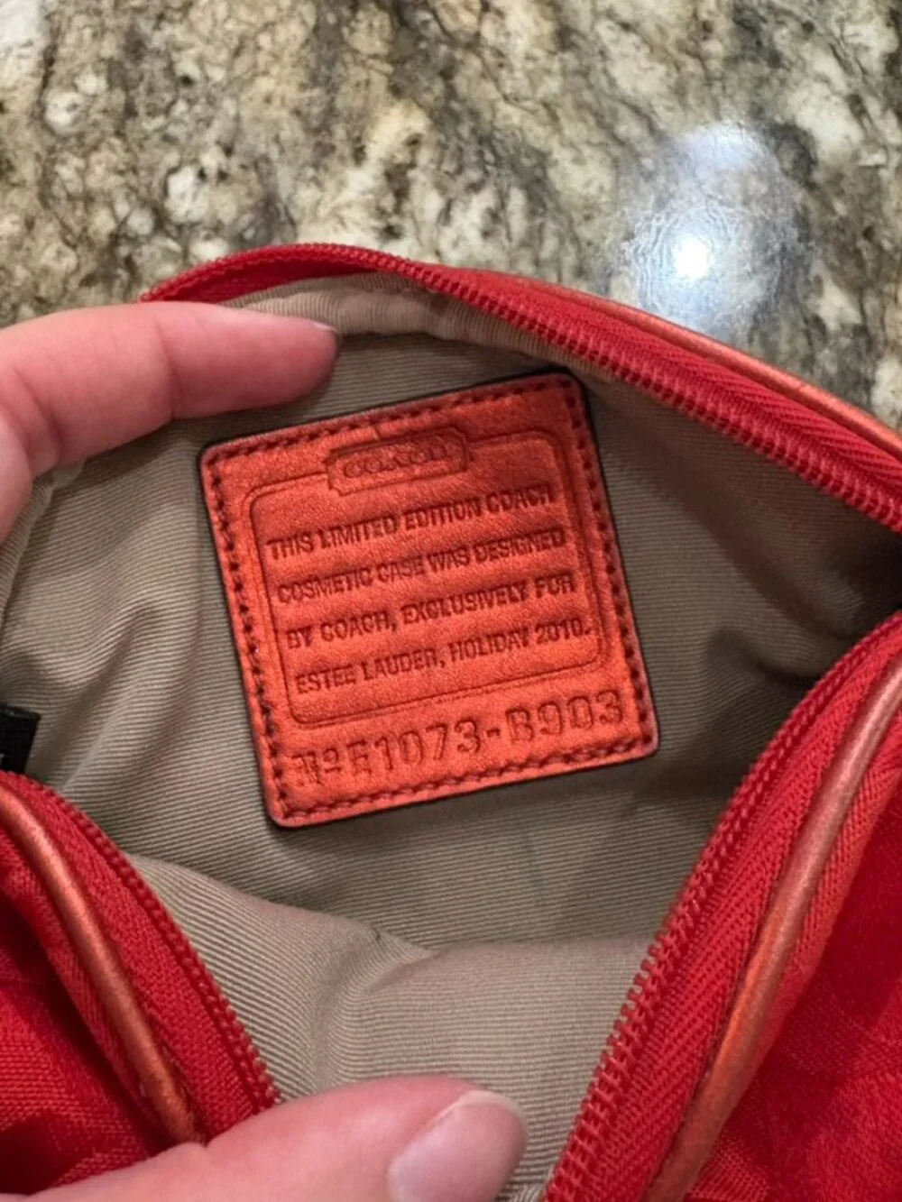 Coach Limited Edition Red Fabric Makeup Bag Estée Lauder Holiday Collection 2010